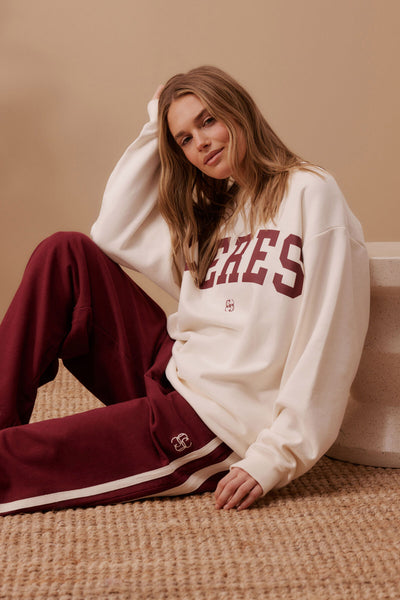 Isla Over Sized Slouchy  Crew  winter white logo