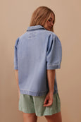 Dylan Pleat sleeve Demin  Shirt Vintage blue