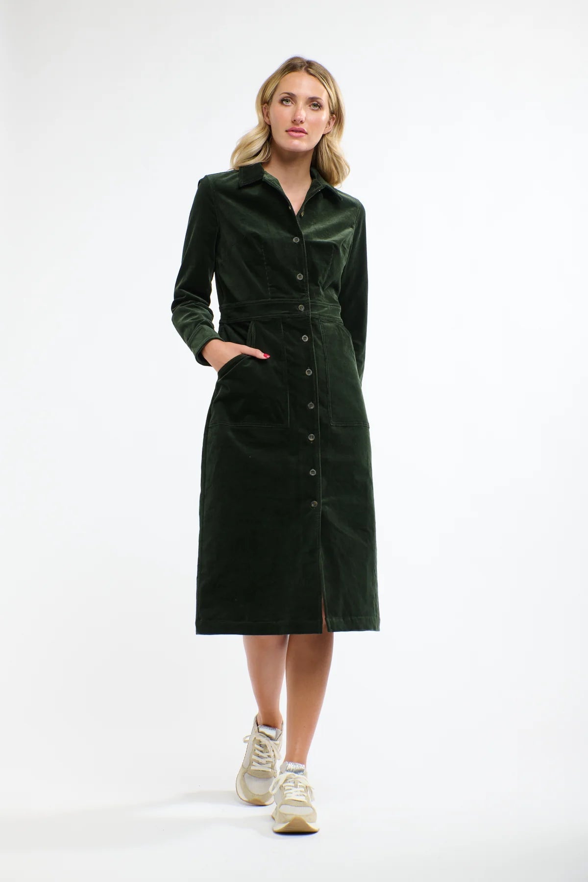 Mansfield Cord Dress -Hunter Green