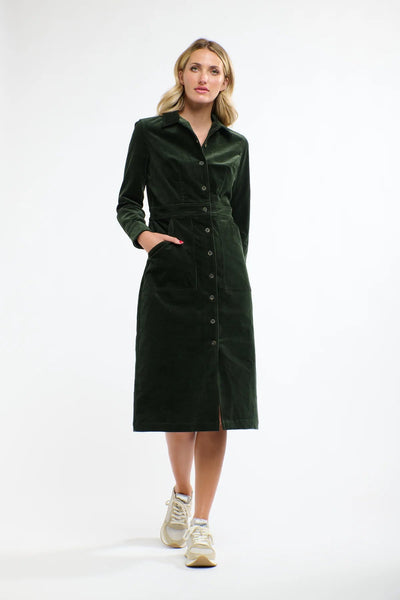 Mansfield Cord Dress -Hunter Green
