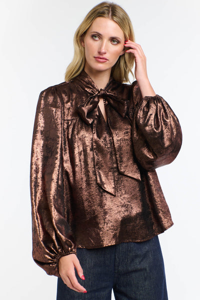 Pussy Bow Top -  Copper