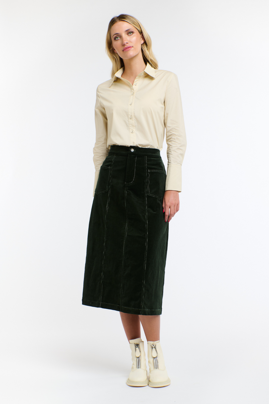 Bonnie Cord Skirt - Hunter Green