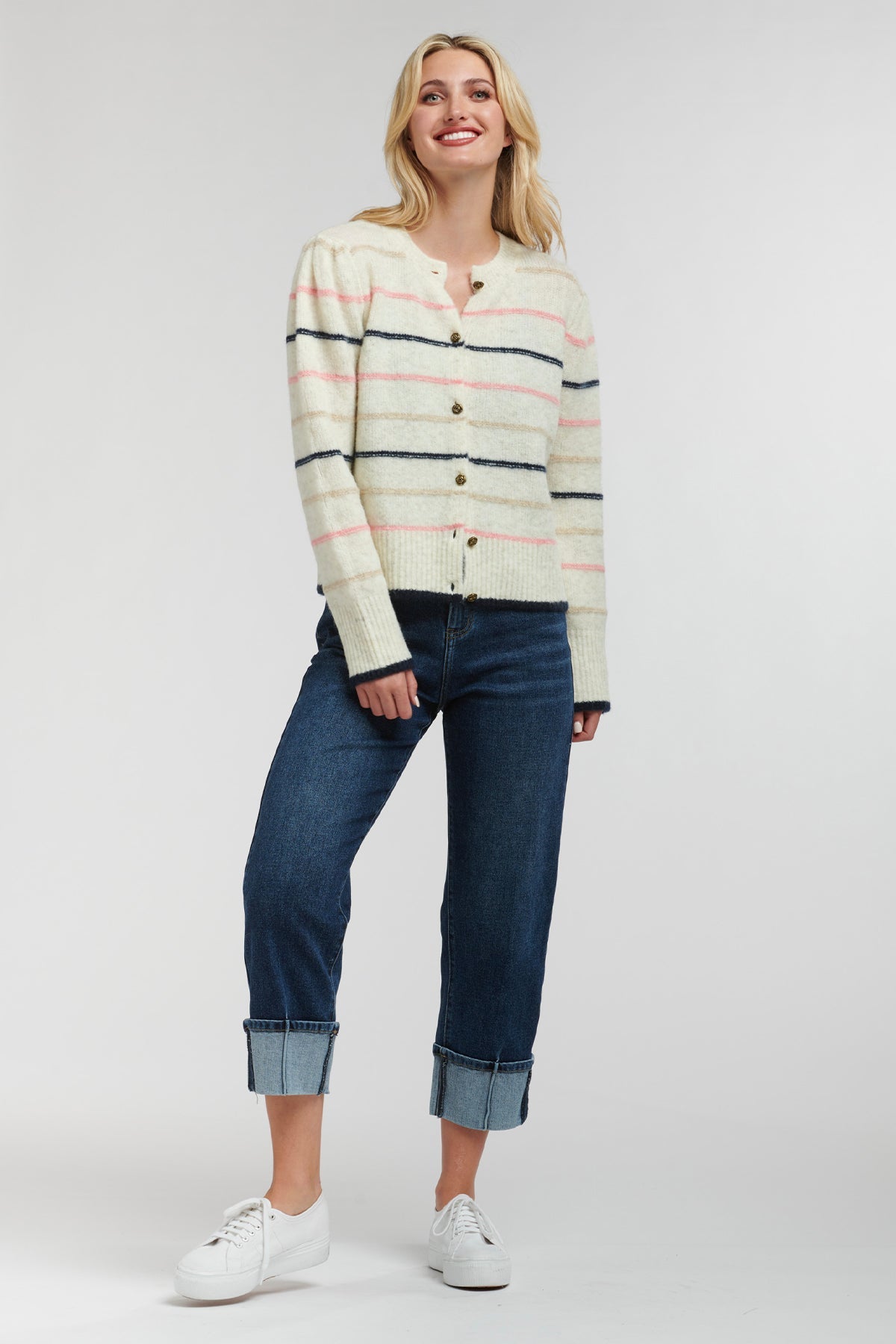 Diana Stripped Cardi - cream w/ stripes