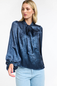 Pussy Bow Top - Midnight
