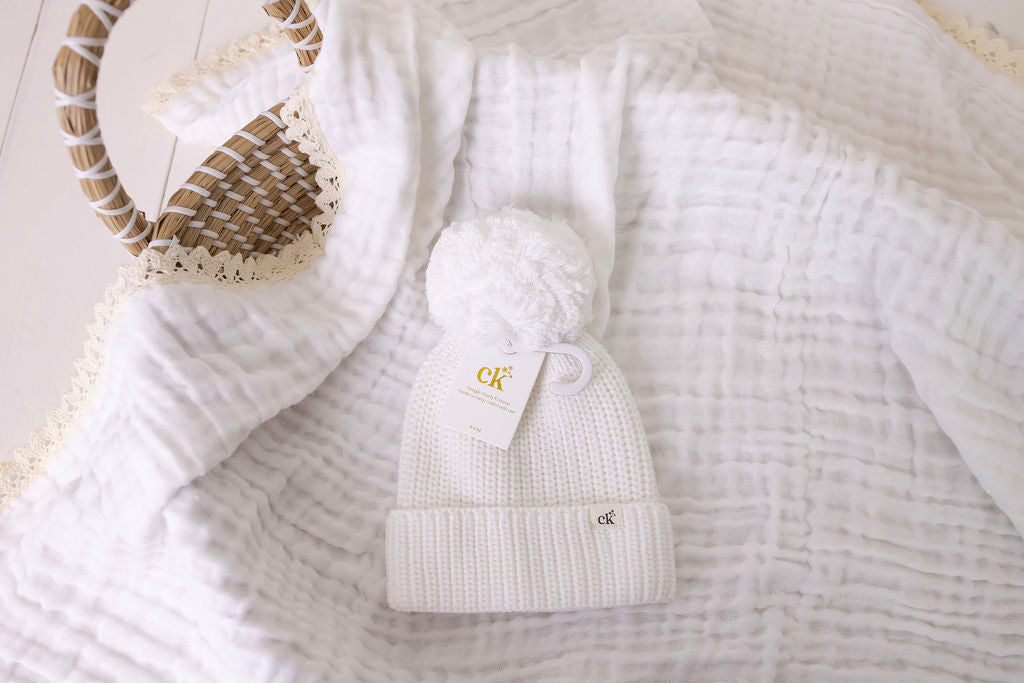 Baby Knit Beanie - Snow