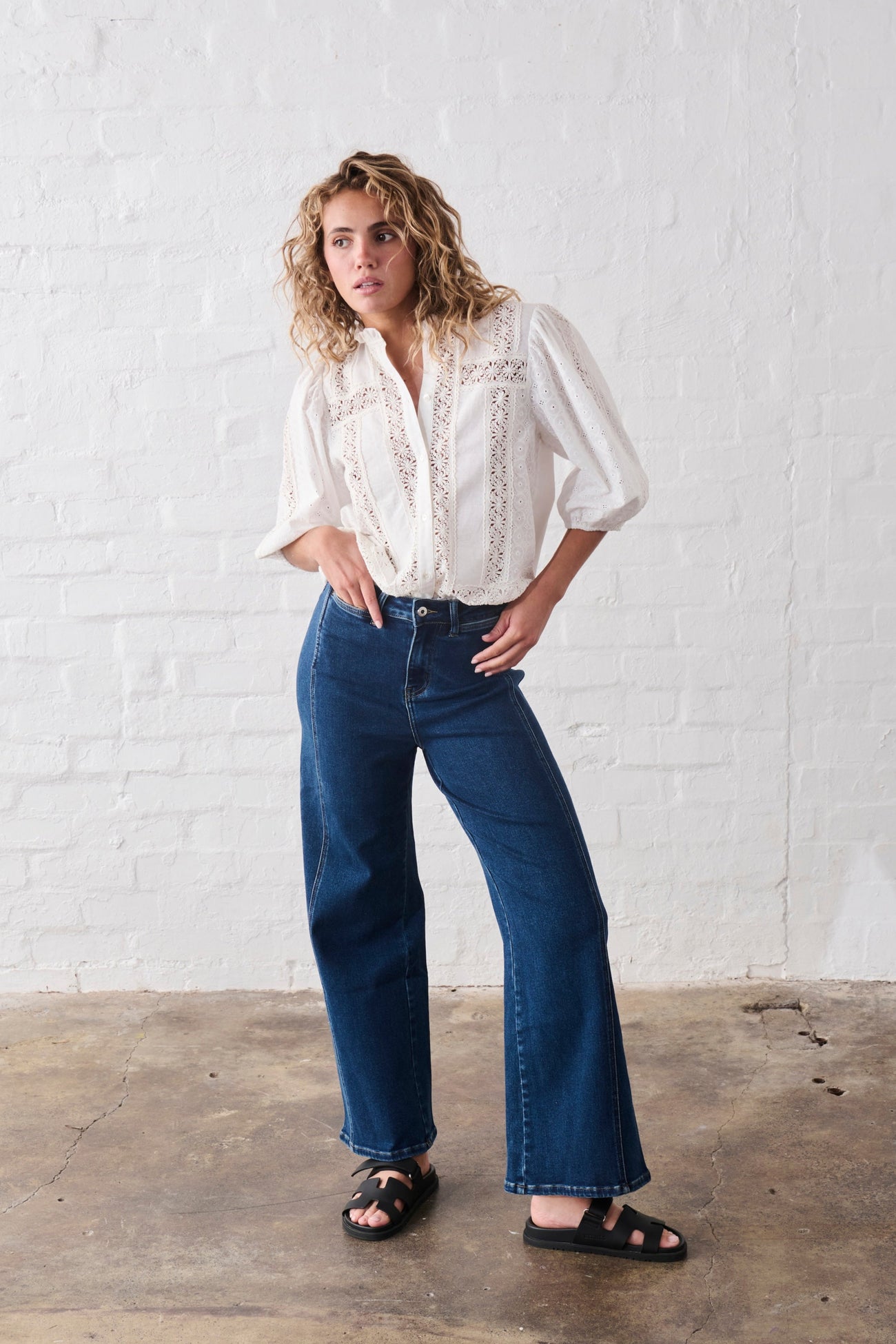 Palazzo Jean - Mid washed Blue