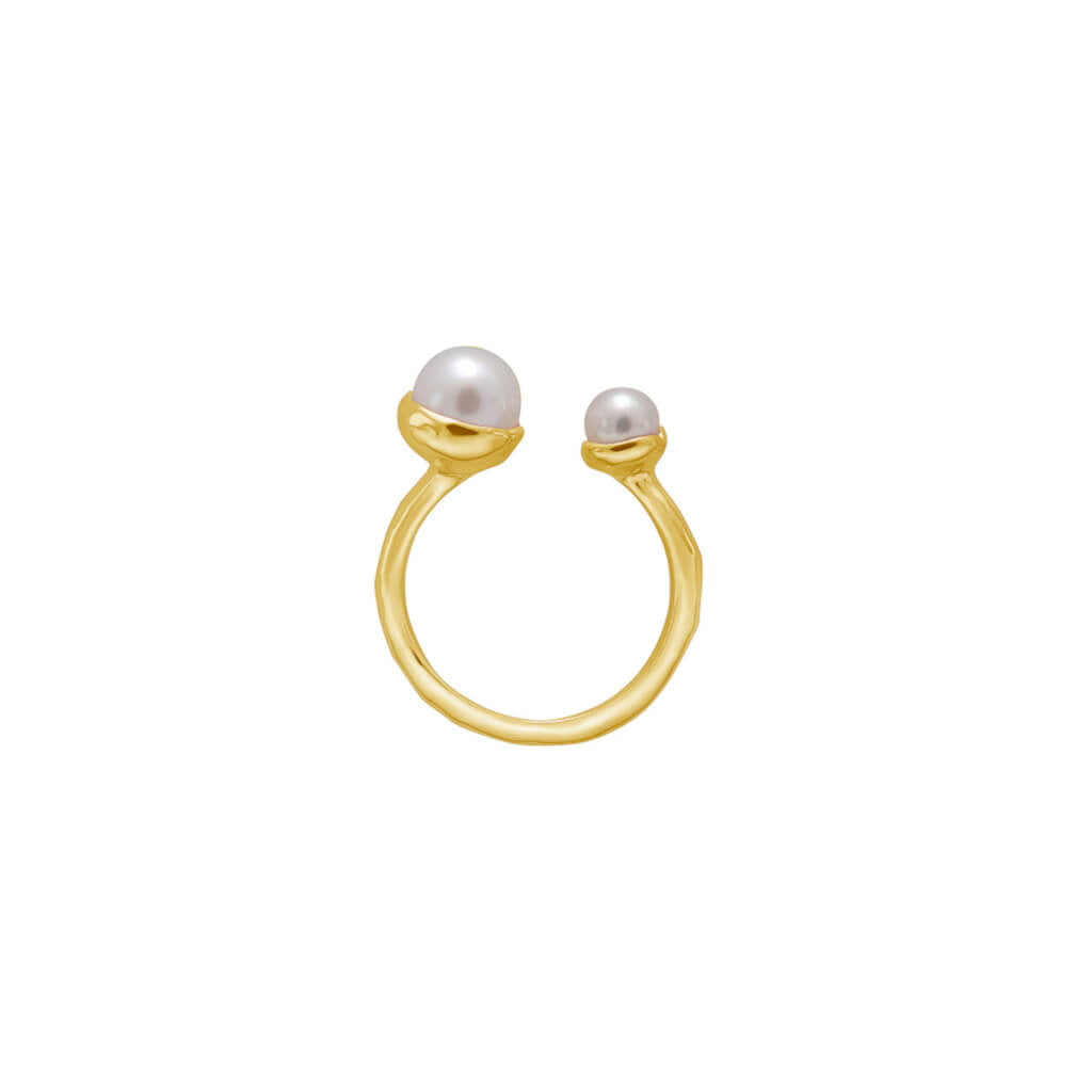 Riviera Double Pearl Ring - 18kt Gold Plate