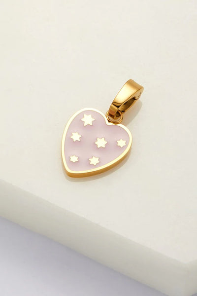 Heart and  Star Charm - Pink