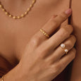 Riviera Double Pearl Ring - 18kt Gold Plate