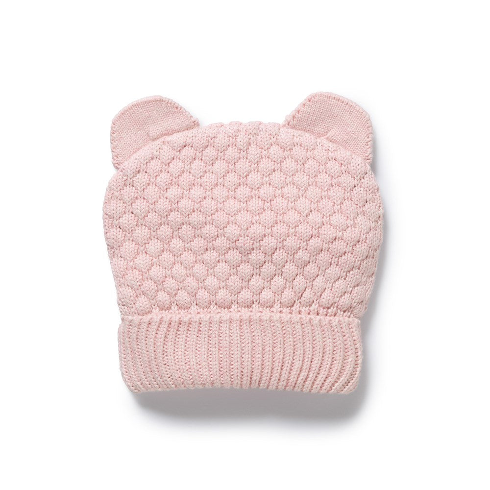 Organic Knitted Bear Hat - Marshmallow