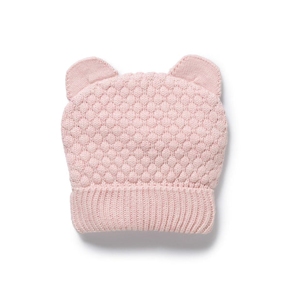Organic Knitted Bear Hat - Marshmallow