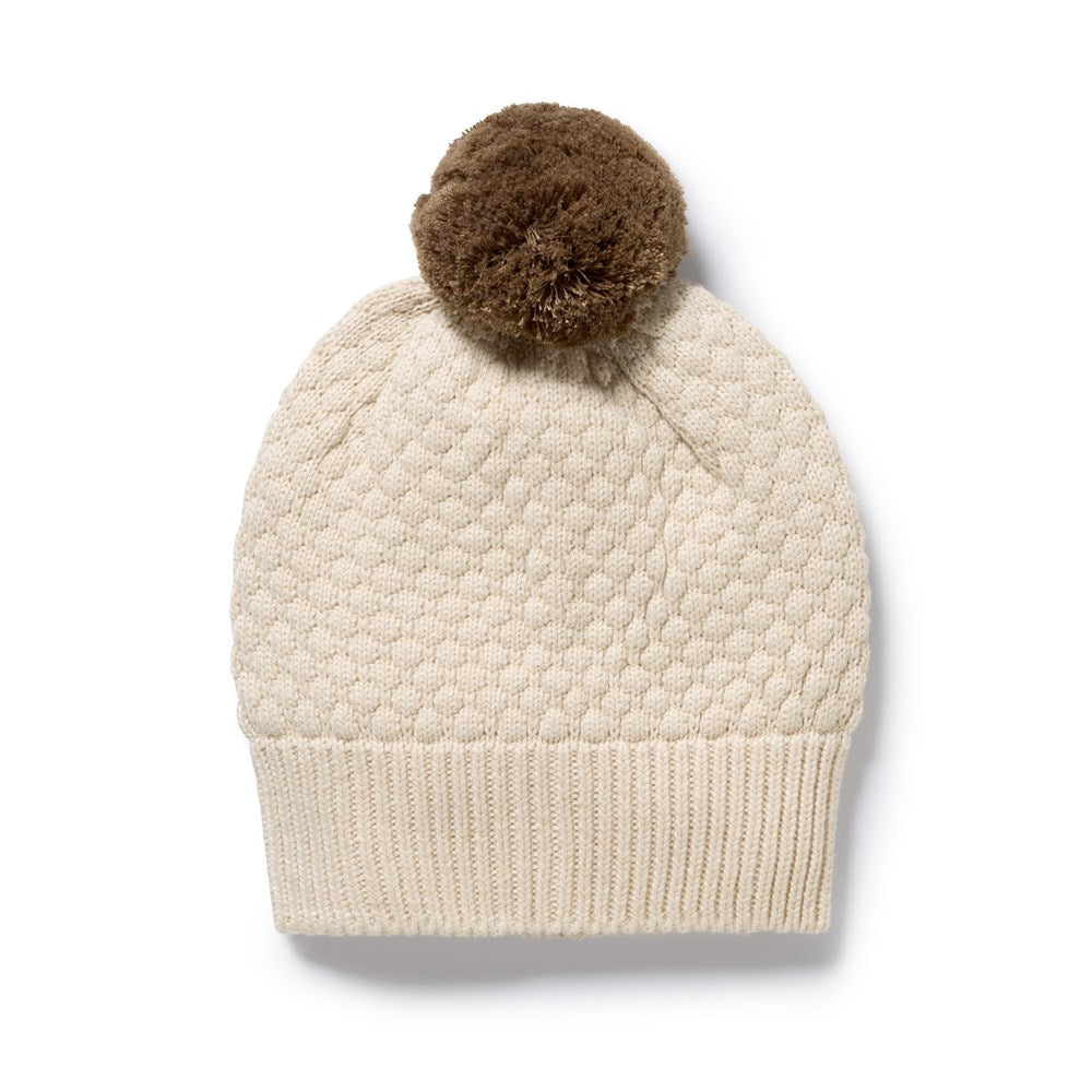 Organic Knitted Bubble Hat  - Cream
