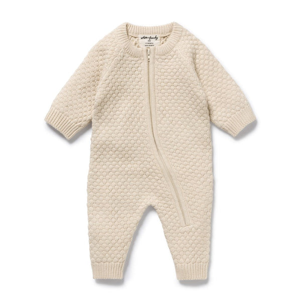 Organic Knitted Bauble Growsuit -Cream