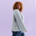 Sarah High Neck Cable Jumper - Blue