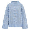 Sarah High Neck Cable Jumper - Blue
