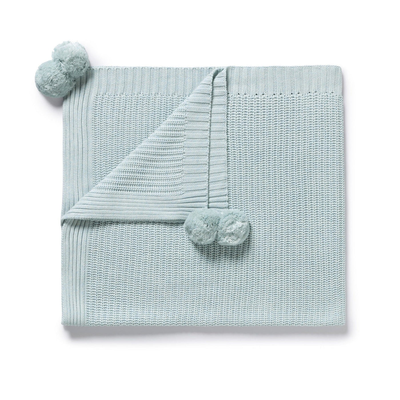 Organic Knitted Blanket - Cloud Blue
