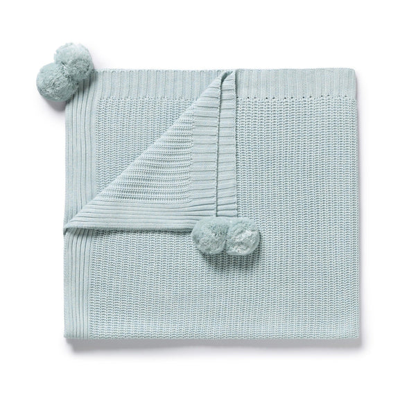 Organic Knitted Blanket - Cloud Blue